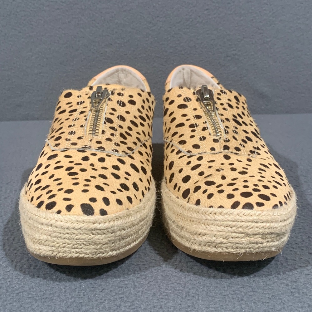 Dolce Vita Espadrille Sneakers Women 9 Cheetah Print Calf Hair Zip Platform Boho